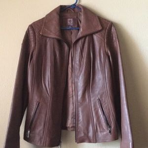 Anne Klein Brown Leather Coat